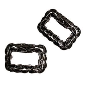 Vintage Black Dark Metal Leaf Rectangular Shoe Clips Witchy Whimsigoth Old Money